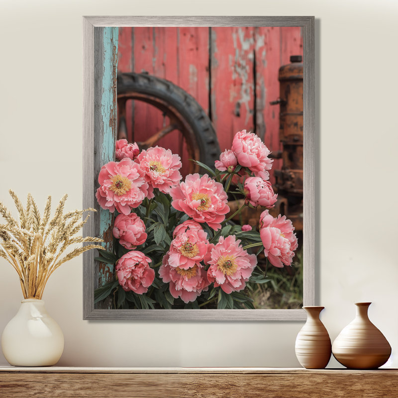 Bletsoe - Floral Canvas Wall Art, Argent argent, H 20 po x l 12 po, Reproduction encadrée sans passe-partout