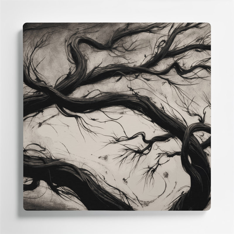 Halloween Twisted branches Beige Metal Wall Art, 12" H x 12" W