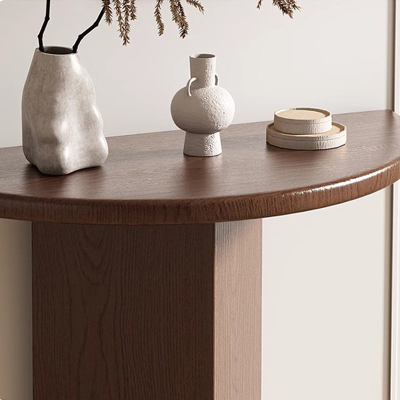 Table d'entrée en bois massif Wabi-Sabi, Brun noisette, H 35,4 po x l 35,4 po x P 15,7 po