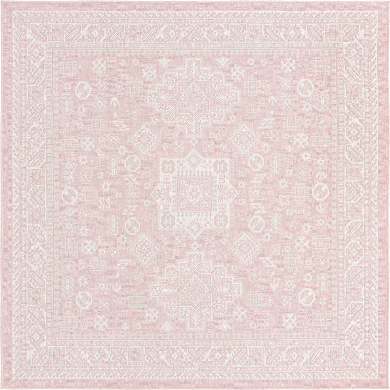 Tapis d'extérieur Chand couleur rose, Carré 7 pi 10 po