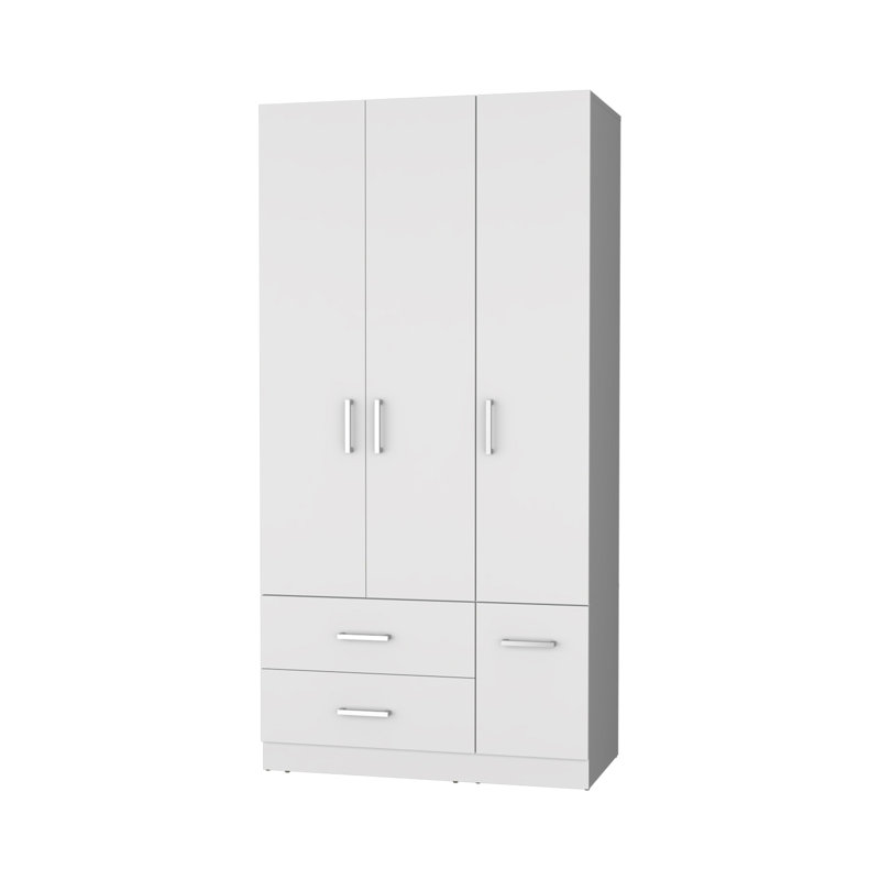 Armoire 4 portes 2 tiroirs, H 71,1 po x l 35,4 po x P 18,7 po, Blanc