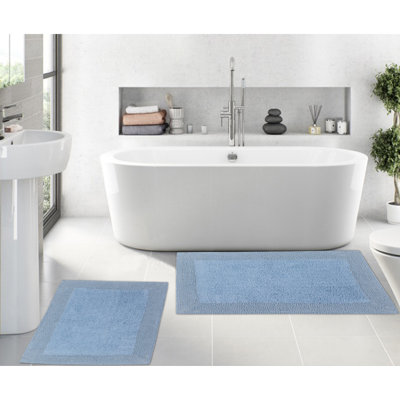 Tapis de bain luxueux 100% coton (ensemble de 2) réversible