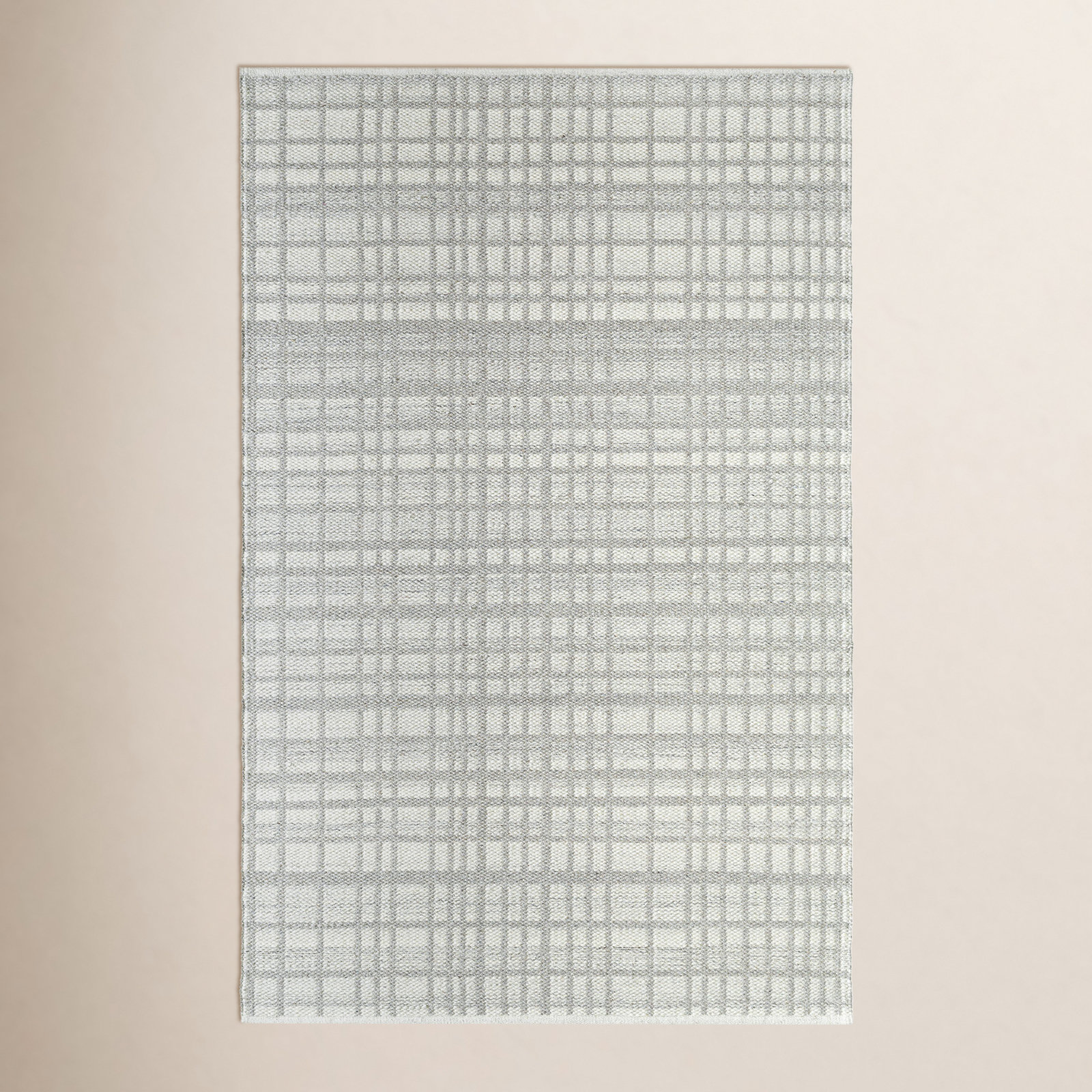 Lavande Hand-Woven Gray Plaid Rug, Rectangle 8' x 10'