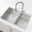Évier de cuisine encastré 33 po x 19 po à double cuve, lavabo sur pied fait à la main brossé (évier seulement)