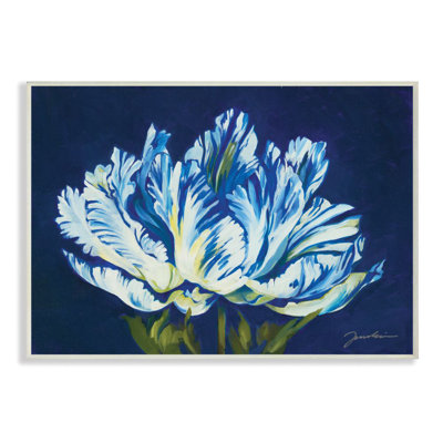 " Flower Shape Blue Green " Mixed Media Painting