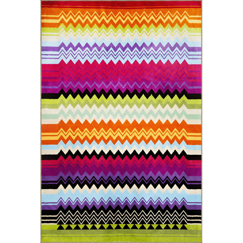 Multi-Colored Stripe Wave Patterned Creative Modern Decorative Rug, Rectangle 5'1.02" x 7'6.55"