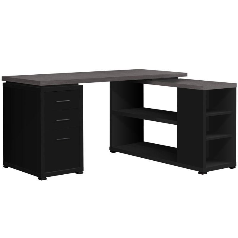 L-Shape Home Office Computer Desk, 29.5" H x 60" W x 47.25" D, Dark Gray