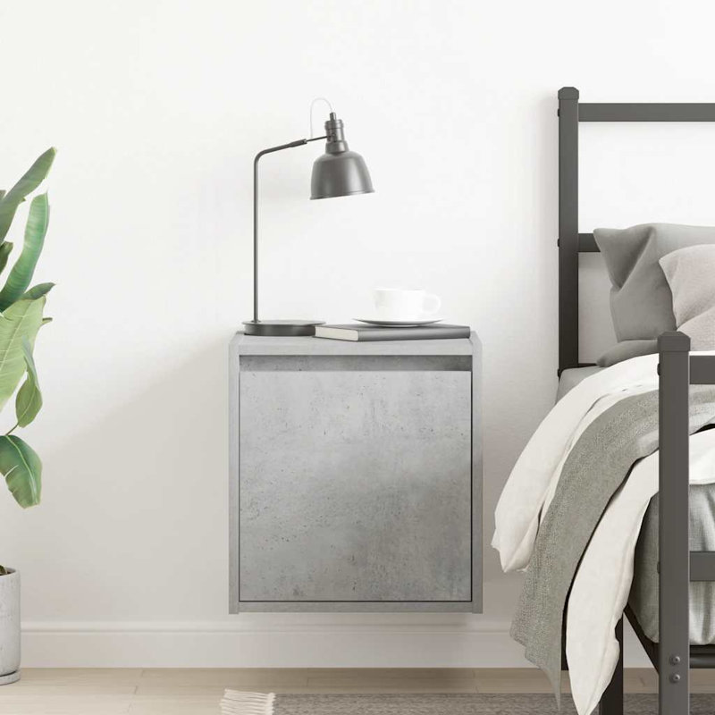 Wall-Mounted Bedside Cabinet 38X34x40 Cm, Concrete Grey, 1