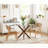 Modern Minimalist Square Tempered Glass Dining Table with Geometric X-Cross Metal Base-519906398