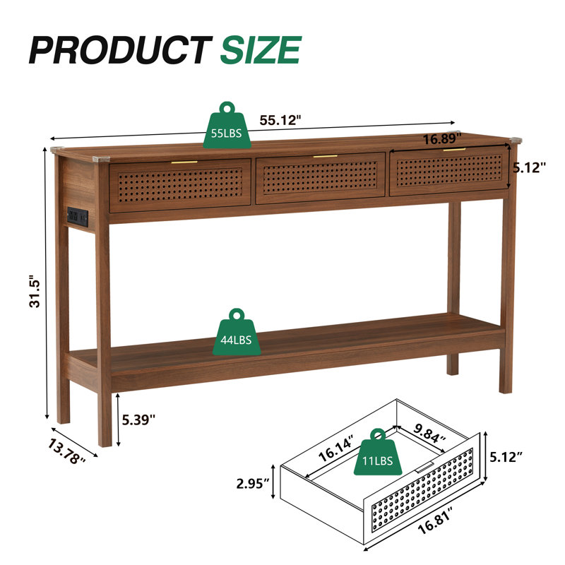 Annitra 55.12'' Console Table, Walnut