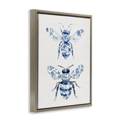 Toile Patterned Bees Floating Frame, design by Lettered and Lined