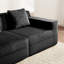Canapé d'angle modulaire 2 places avec assise profonde, modèle Cloud sans os, en velours côtelé noir, livré monté, confortable et idéal pour les moments en famille, avec coussins amovibles, tissu respirant et base antidérapante.