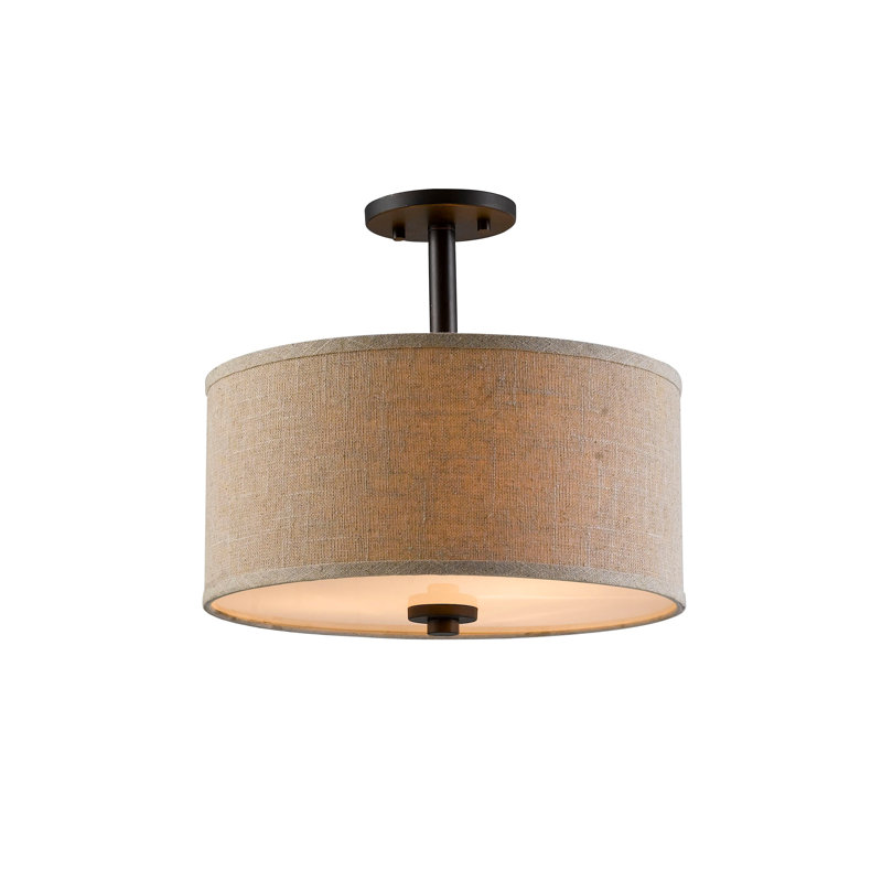 Smeralda Semi Flush Mount, White, Bronze, Medium, 7"H x 15"W x 15"D
