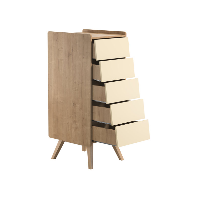 Antoine Kids 5 - Drawer Chest, Light Brown/Yellow
