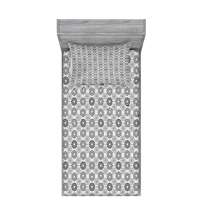 Microfiber Geometric Sheet Set, Twin XL Sheet Set with Fitted Sheet
