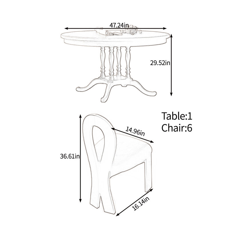 Ensemble de tables rondes en bois massif de style français