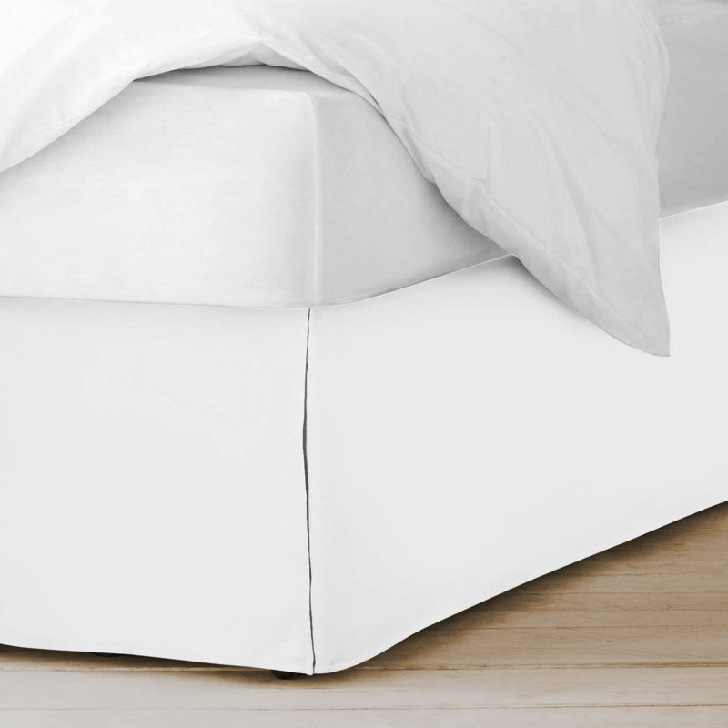 Jupe de lit en microfibre Afia facile à installer, infroissable, résistante à la décoloration, Très grand, Blanc