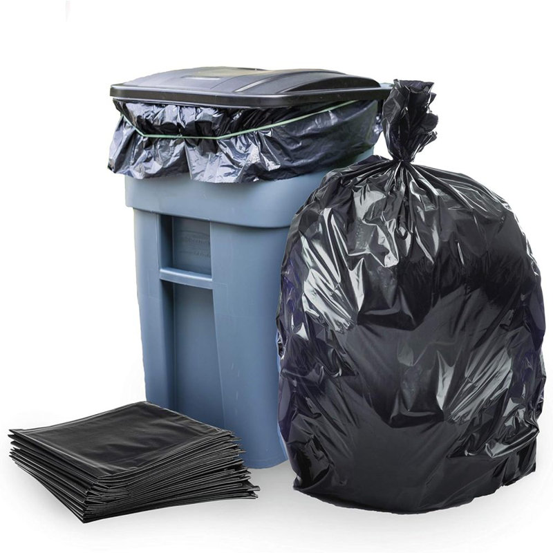 100 pièces, sac à ordures robuste noir à bouche plate, sac à ordures pour l'extérieur de bureau de cuisine, doublure de poubelle noire, sac à ordures robuste, adapté pour l'intérieur et l'extérieur