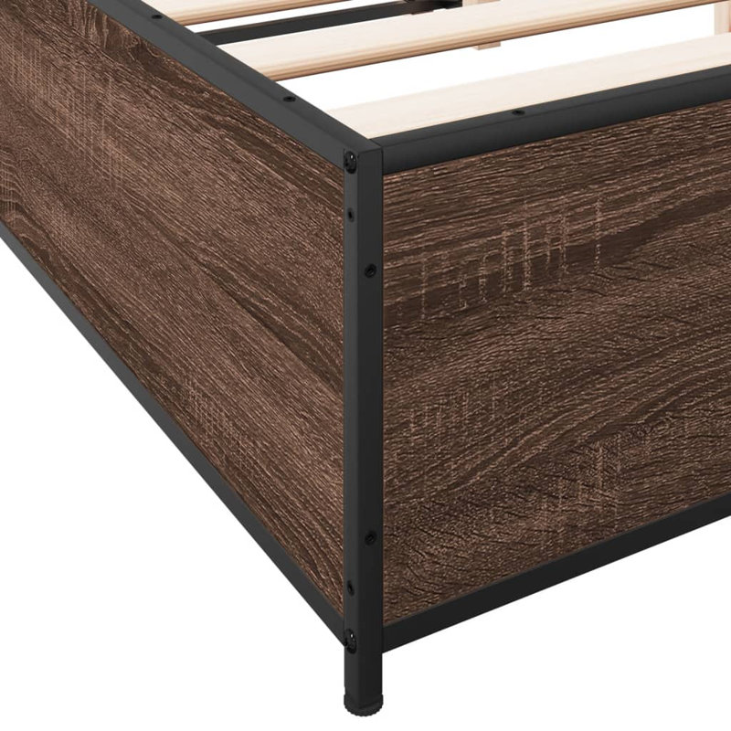 Vidaxl Bed Frame And Metal, Brown Oak, Small Double (4')