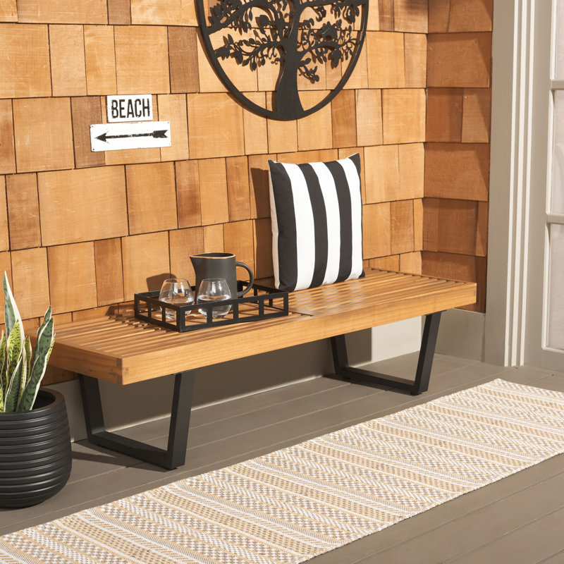 Mycayla Garden Bench, Natural/Black