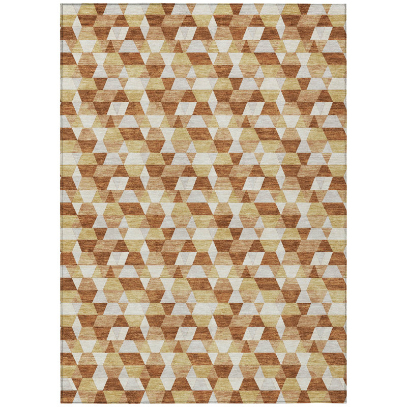 Machine Washable Indoor/Outdoor Chantille ACN2694 Geometric Rug, Paprika, 10' x 14'