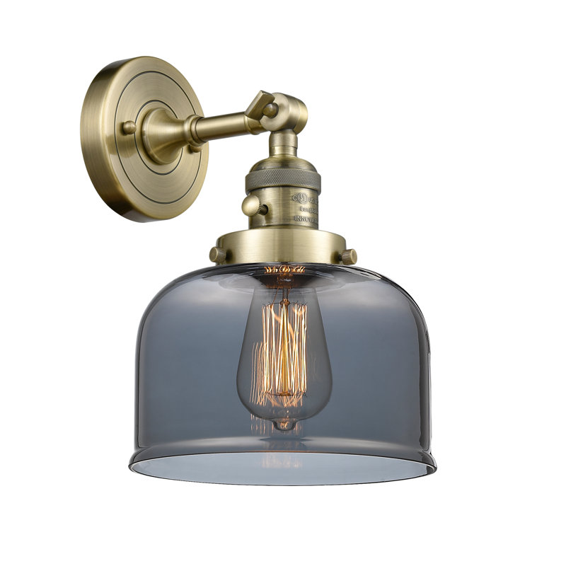 Applique murale 1 lumière 5 po Bell, Laiton antique, Ampoule à DEL rétro de 3,5 W, Plaqué couleur fumée