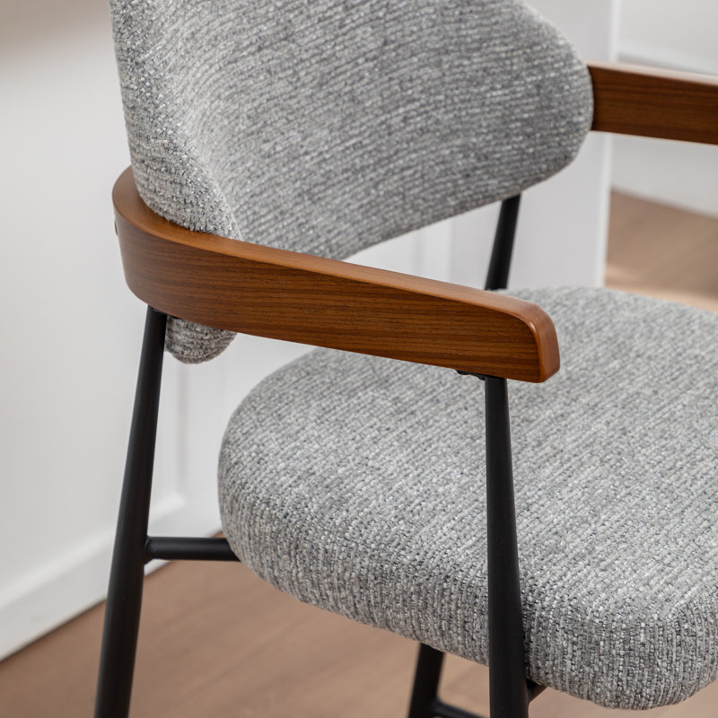 Tabouret de comptoir rembourré avec accoudoirs Devane, Gris