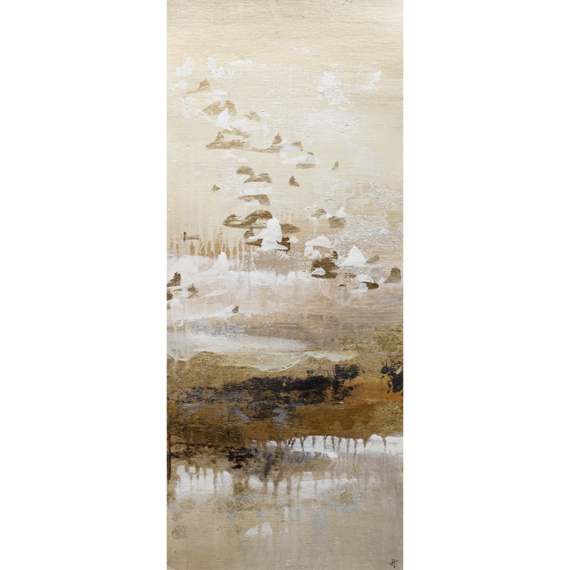 Golden Sunlight 2 par Jennifer Hollack Raboin - peinture sur toile, H 42 po x l 18 po x P 2,25 po, Toile avec cadre argent