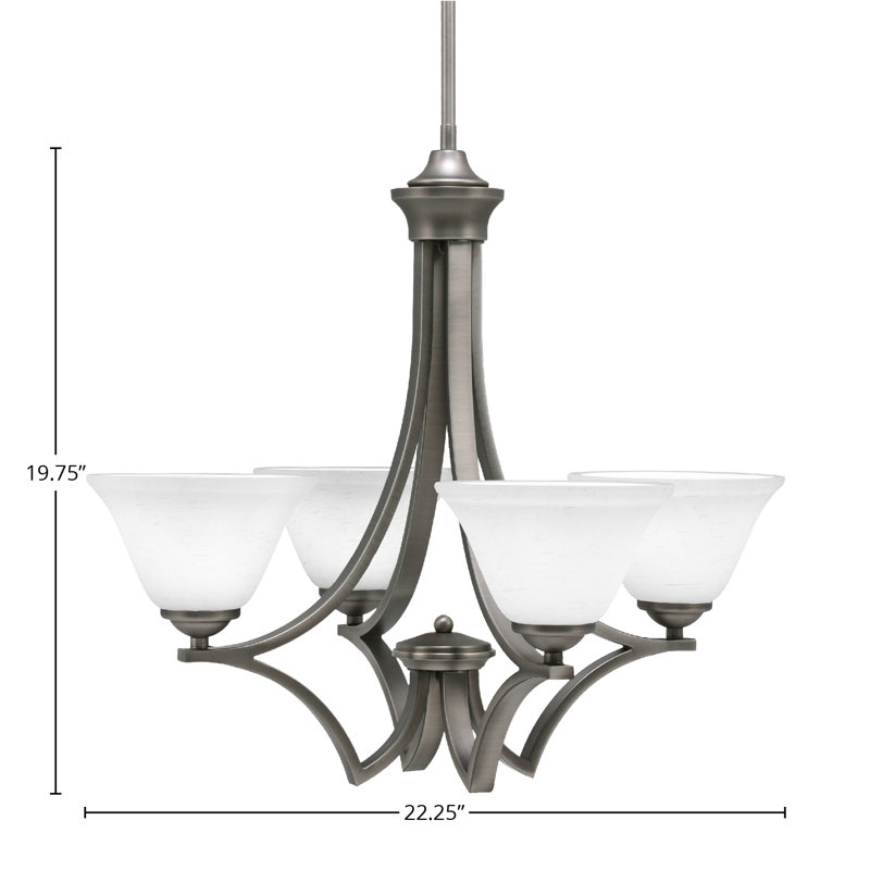 Lustre suspendu 4 lumières Zilo avec verre mousseline blanc 7 po Zilo, Graphite