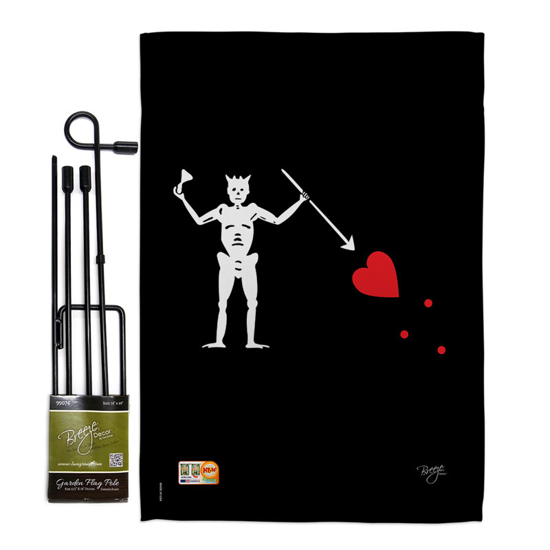 Blackbeard de pirate 2 côtés en polyester 18,5 x 13 po ensemble de drapeau