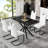 47.24 Inch Rectangular Glass Black Dining Table