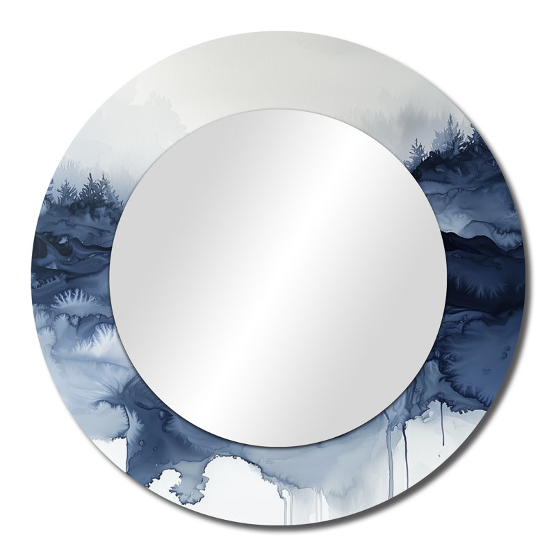 «Forest Winter River Silence Reflection», art mural traditionnel imprimé sur métal, 23 po x 23 po