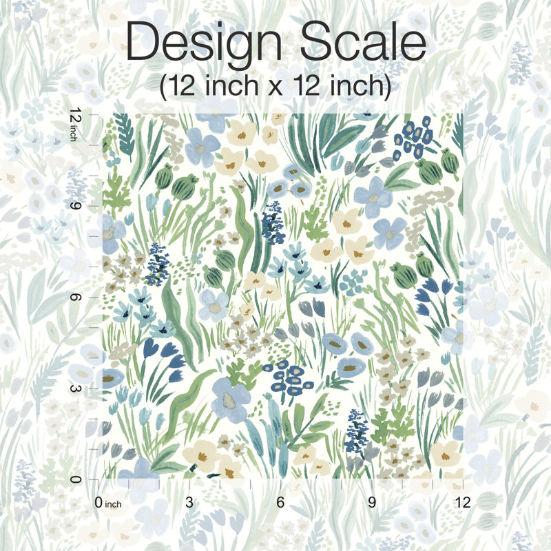Lea Peel & Stick Wallpaper, Indigo/White/Pink