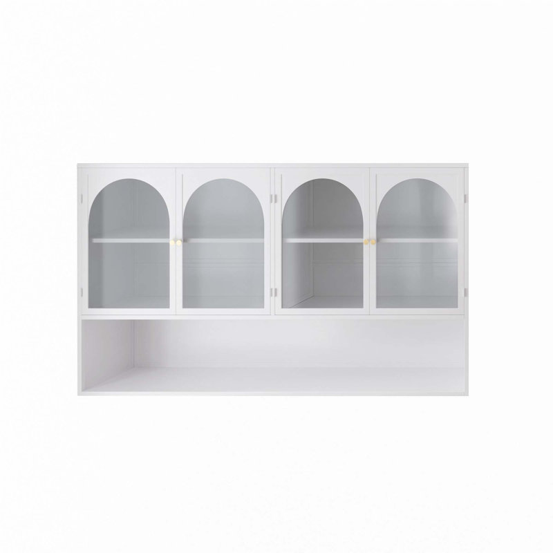 47.25" Four-Door Glass Wall Cabinet Storage, White