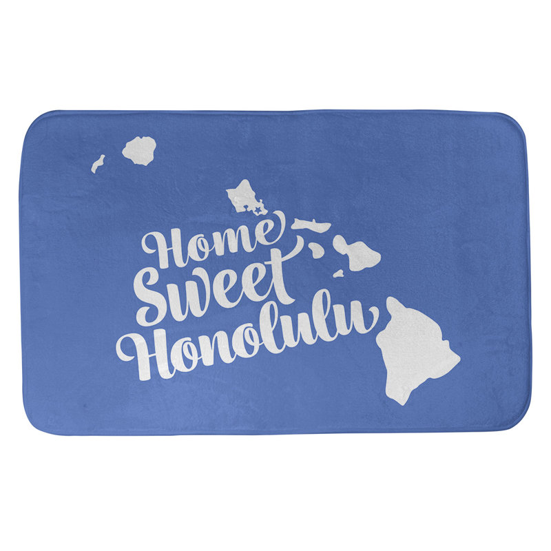 Tapis pour salle de bain honolulu hawaii, l 21 po x L 34 po, Bleu