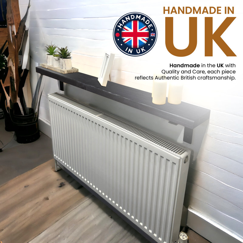 Ryesha Wood Radiator Shelf, 4.5cm H x 90cm W x 14.5cm D, Black