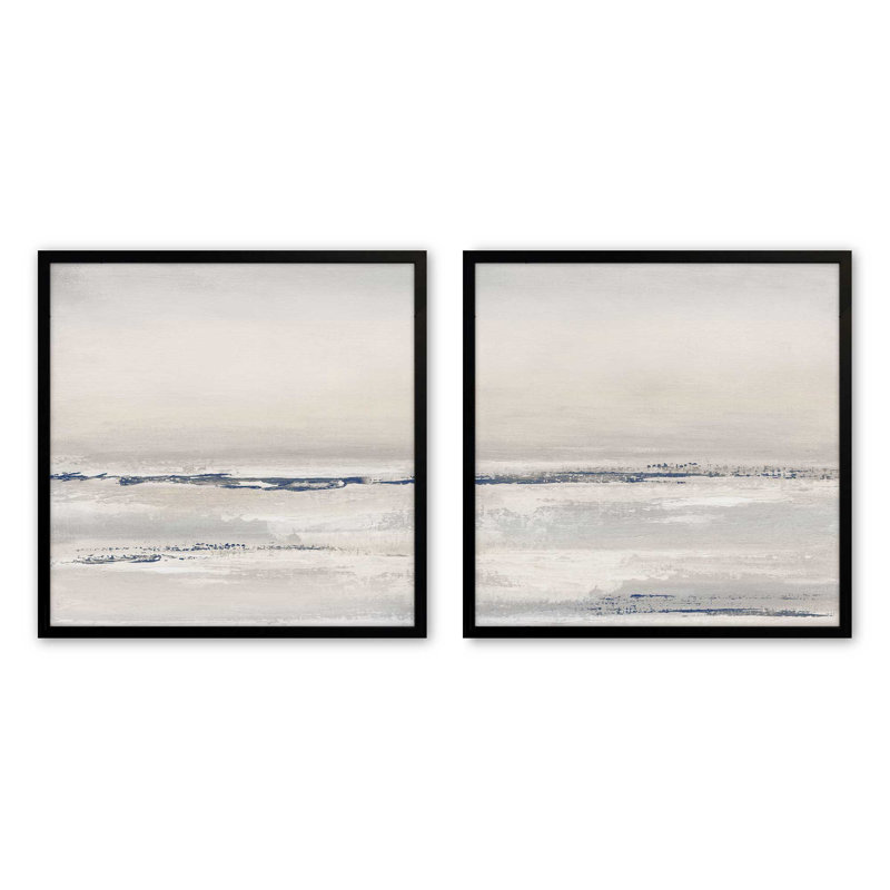 Ethereal Tide Set of 2 Print on Archival Matte Paper in Frame, 21.5" H x 21.5" W, Satin Black