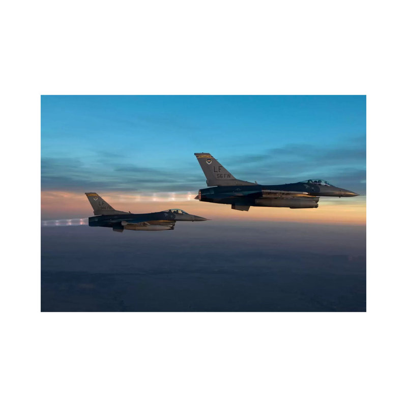Two F-16s Fly in Formation over Arizona Before Sunset 1 Piece Wrapped Canvas Wall Art, 30.48 cm H x 45.72 cm W