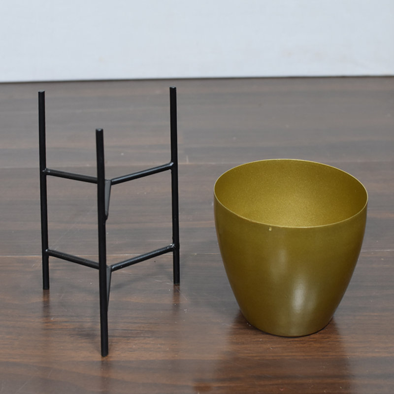Handmade Metal Pot Planter, Gold