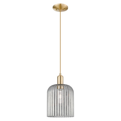 Arcadia - Voile de mariée - Mini-luminaire suspendu à cordon 8 po - Finition bronze champagne - Abat-jour fumé clair