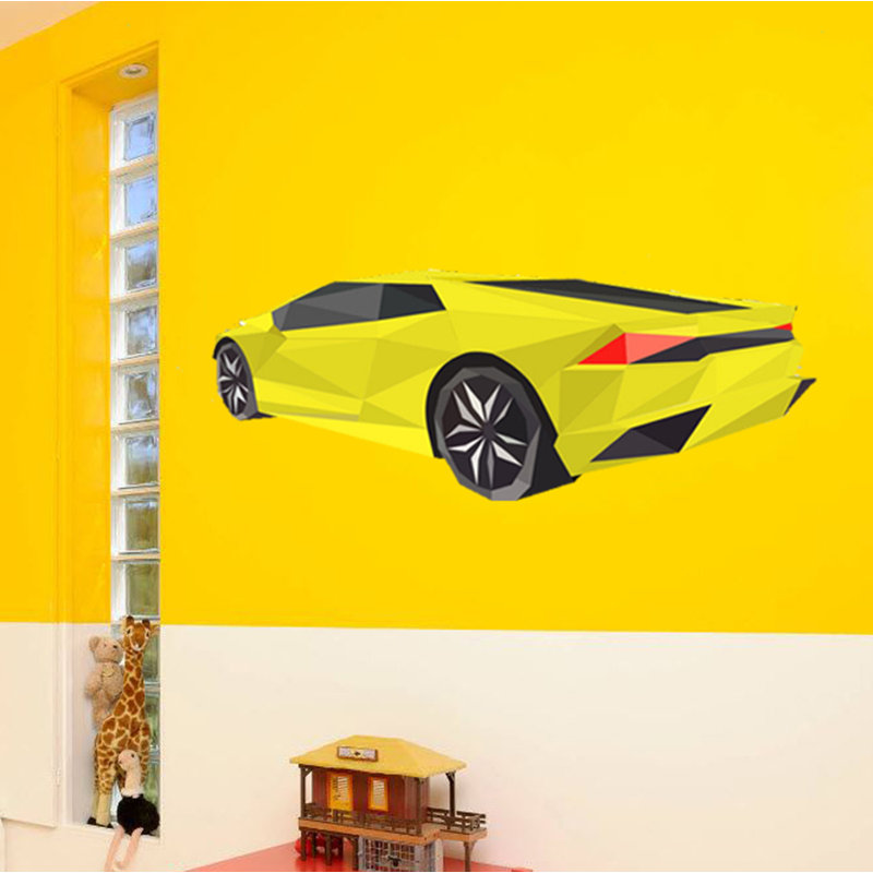 Adhésif décoratif en forme de voiture polygonal, H 46 po x l 110 po