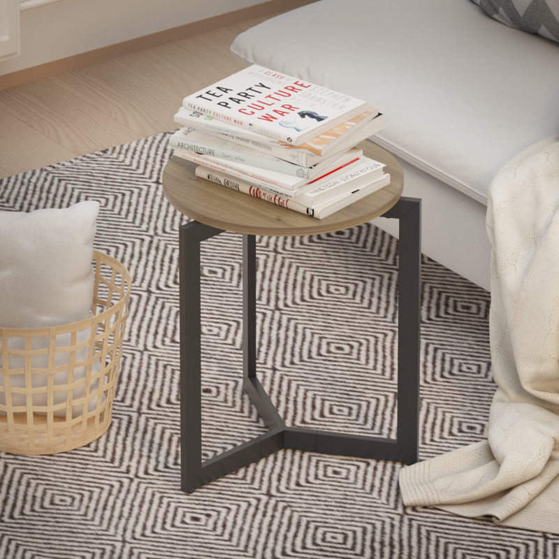 Table d'appoint ronde avec table de chevet robuste et structure en métal pour salon et chambre à coucher