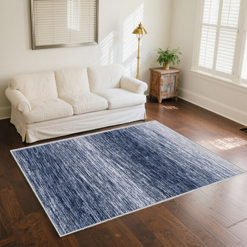 Tapis intérieur dégradé bleu et gris Bimlesh pour le salon ou la chambre à coucher, Rectangle 8 pi x 10 pi