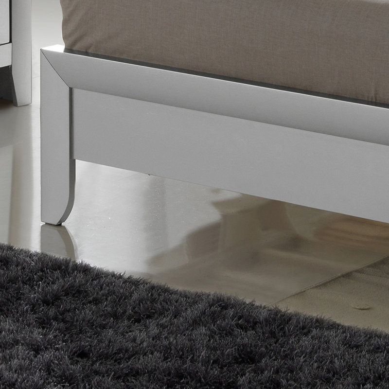 Champetre Vegan Leather Sleigh Bed, Full, Silver