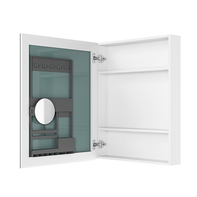 24''X30'' White Bathroom Storage Cabinet With Solid Build - Mirror Clear Reflection