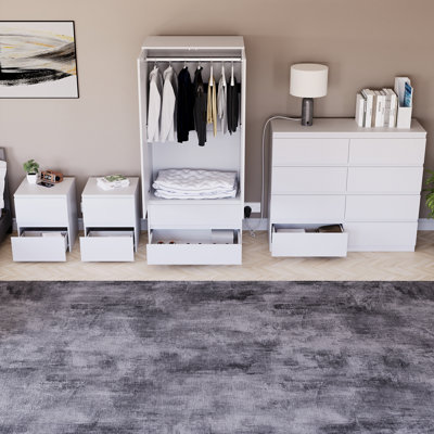 Tanino 4 Piece Bedroom Set (2 Drawer Large Bedside Chest X2, 8 Drawer Chest, 2 Door 2 Drawer Wardrobe)