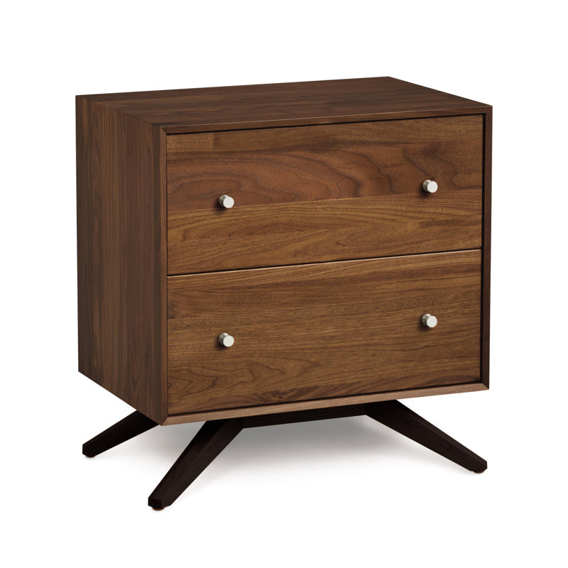 Astrid 2 Drawer Nightstand, Walnut/Dark Chocolate