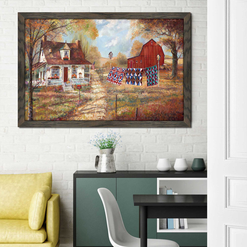 « après avoir matelassé », reproduction de peinture à l’huile encadrée, H 27,5 po x l 39,5 po x P 0,75 po