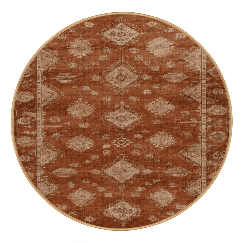 Tapis brun lavable à la machine, Rond 5 pi