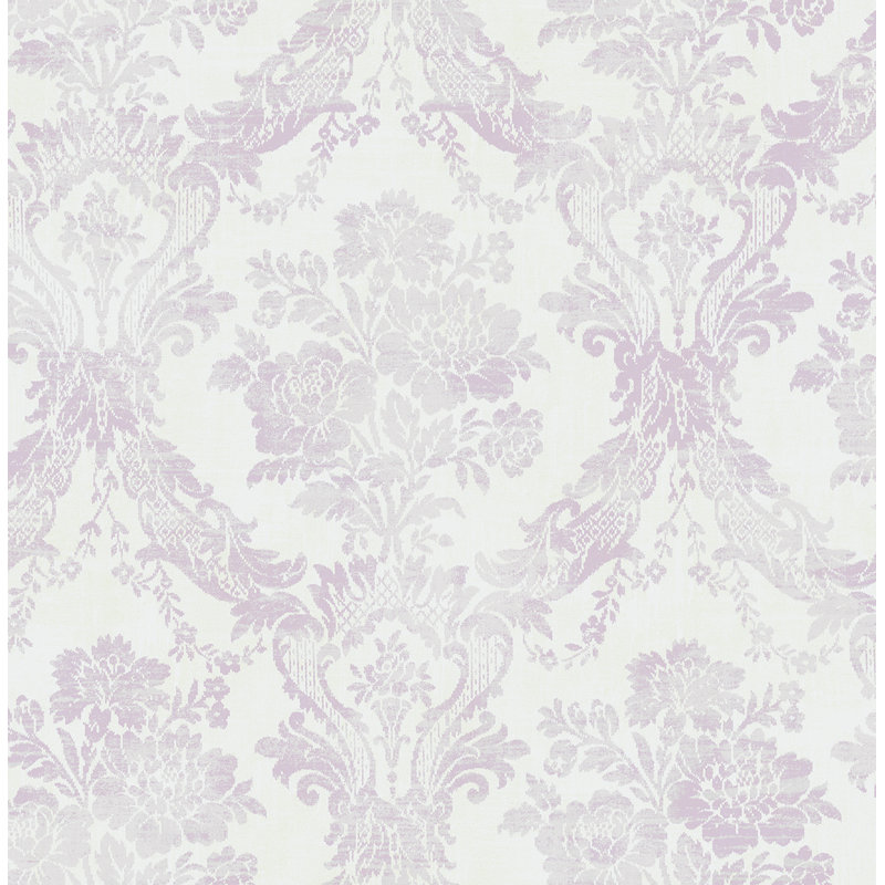 Seabrook Designs Chateau Damask Unpasted Wallpaper, Metallic Lavender